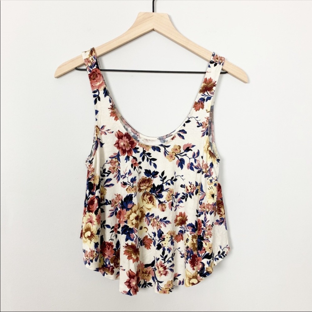 AE Women’s Soft & Sexy Flowy Tank Top Floral Cream Size S